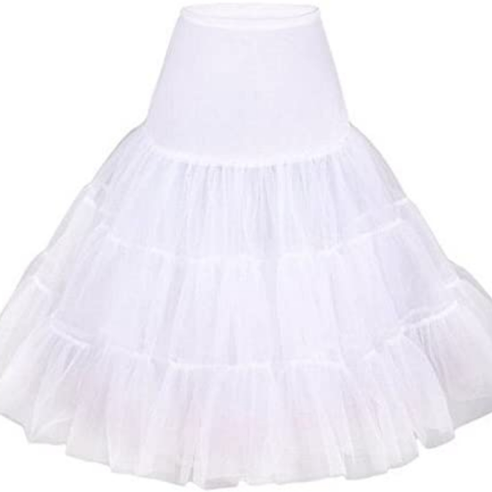 Tea Length 26″ Women Petticoat Nylon Yoke Underskirt for Vintage Dress